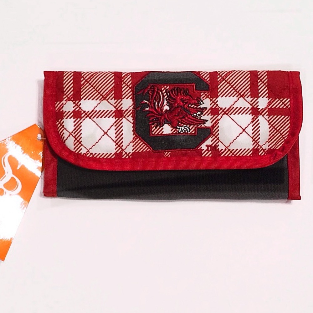 NWT SOUTH CAROLINA GAMECOCKS Ladies Trifold Plaid Quilted Wallet RARE & HTF